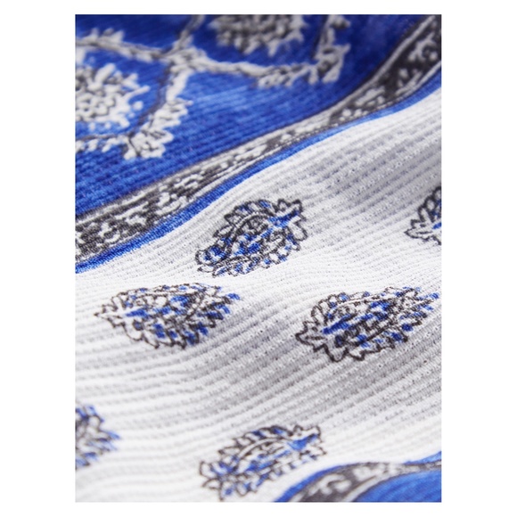 Blue White Print Long Sleeve Boho Shift Dress - Picture 5 of 5